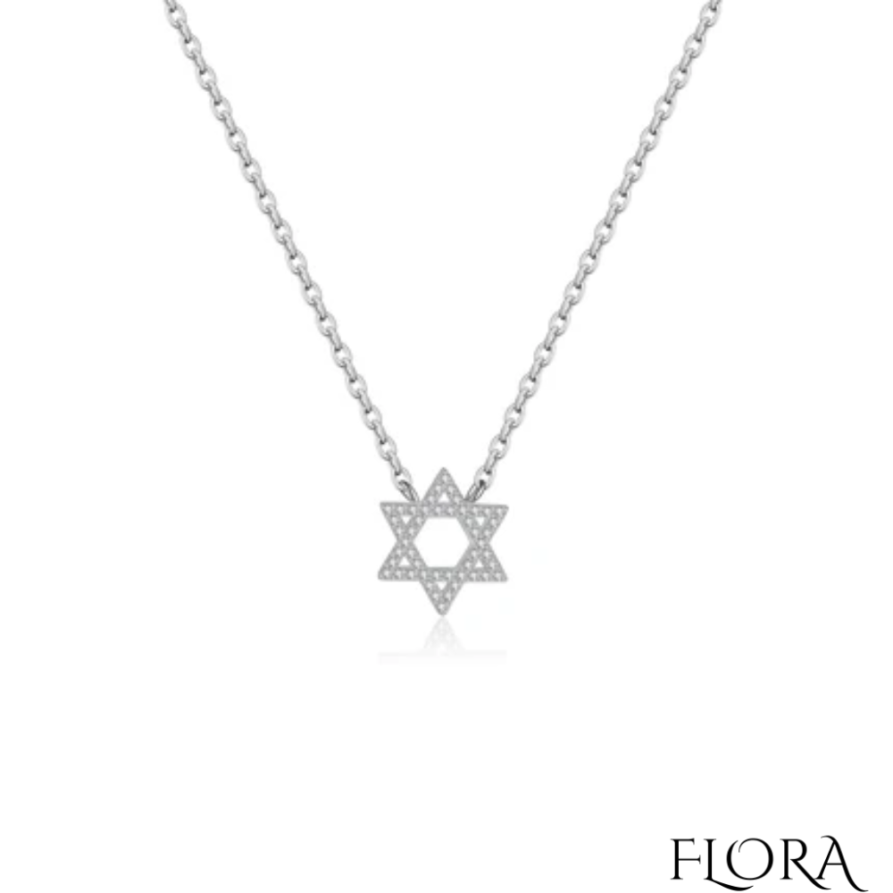 שרשרת מגן דוד-כסף זירקון
